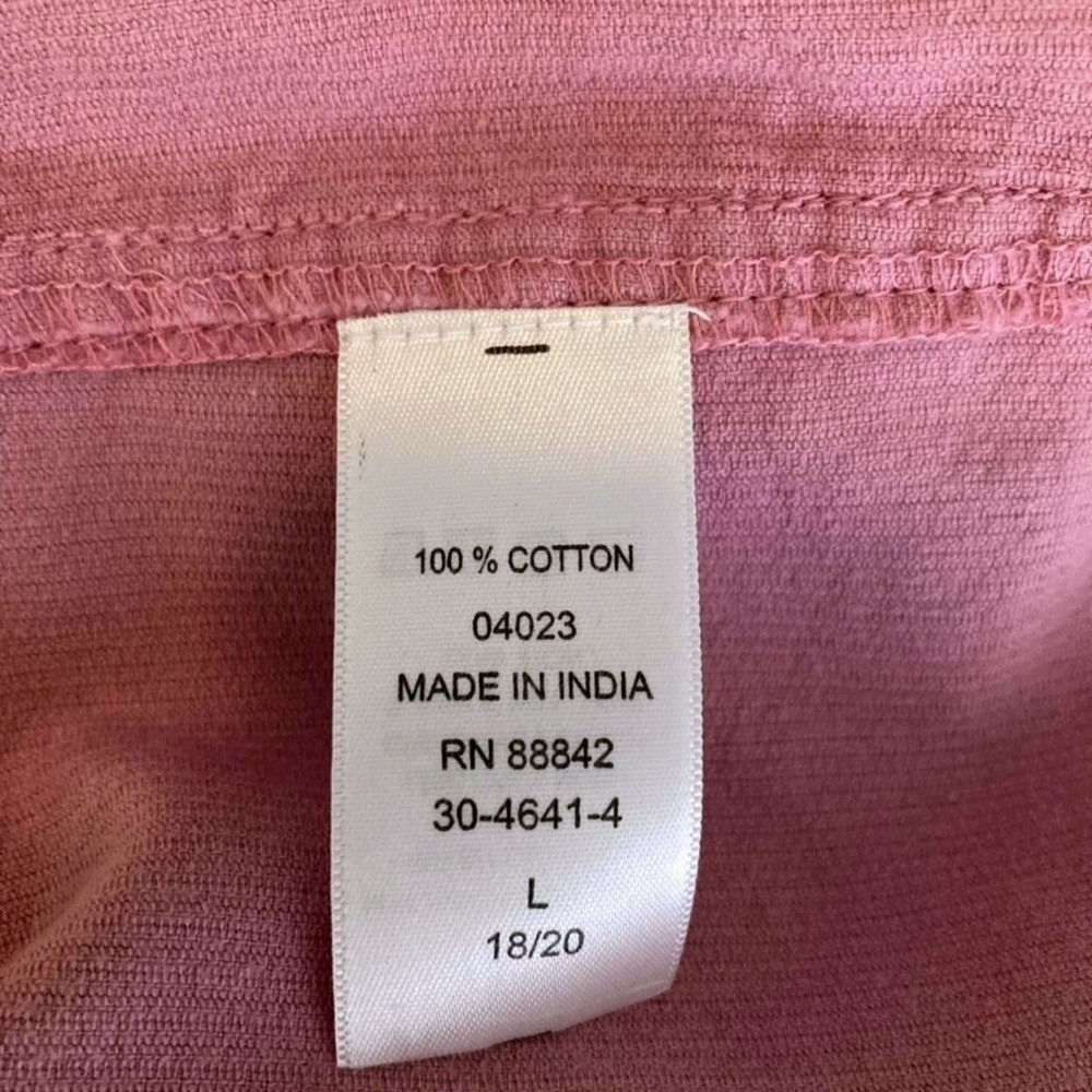 Woman Within L Pink Corduroy Button Down Shirt Pleated Bib Roll Tab Sleeve - Picture 11 of 14